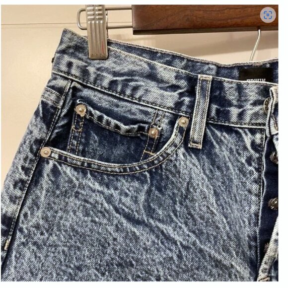 NWT Edwin Cai Denim Jean Shorts Acid Wash Frayed Hem Cut Off Saturn Size 26 - Picture 5 of 16